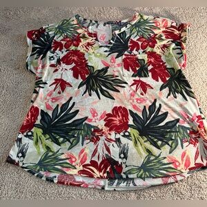 Architect Floral Blouse with Cap Sleeves. Size 3X